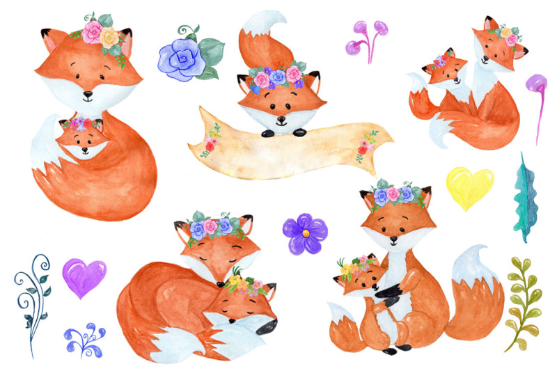 Watercolor Fox clipart By vivastarkids.