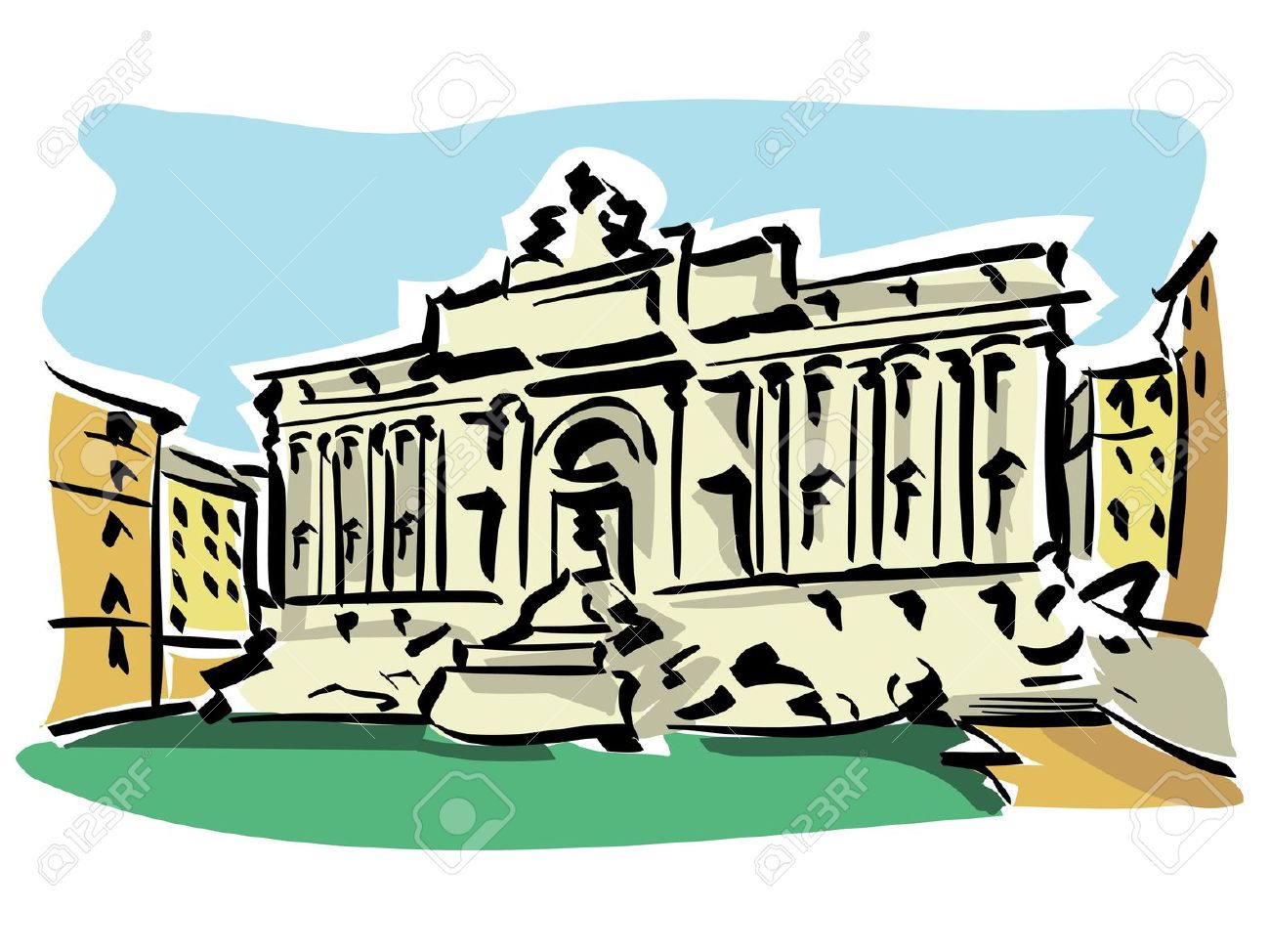 Trevi fountain clipart.