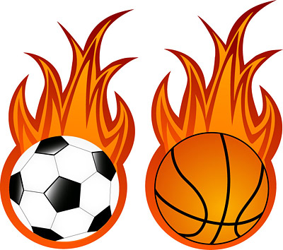 Basketball With Flames Clipart.