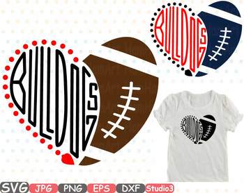 Bulldogs Hearts football sport sports clipart NFL football heart School.