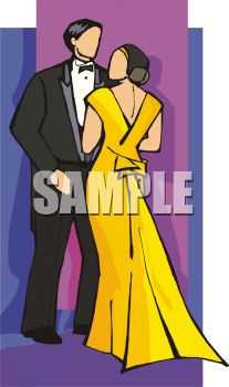 Royalty Free Clipart Image: Couple At a Formal Dance.