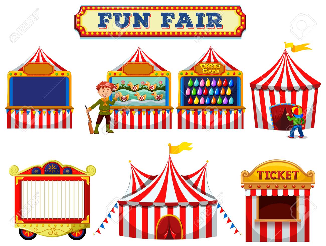 A Set of Fun Fair Tent illustration.