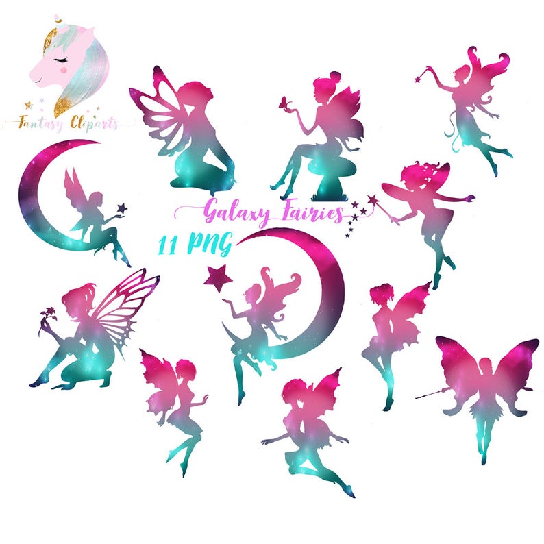 Galaxy fairies, fairy clipart, cosmic clip art, rainbow fairy tale, fairies  clipart, magic wand, fairy on the moon, magical fairies,.