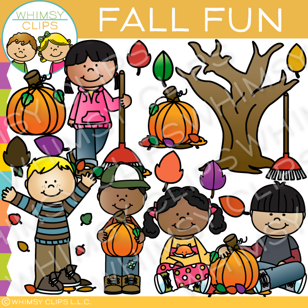 Fall kids clip art , Images & Illustrations.