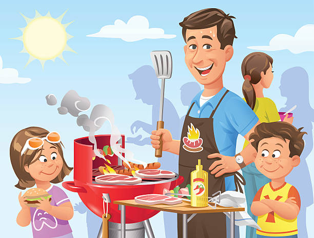 Best Family Bbq Illustrations, Royalty.