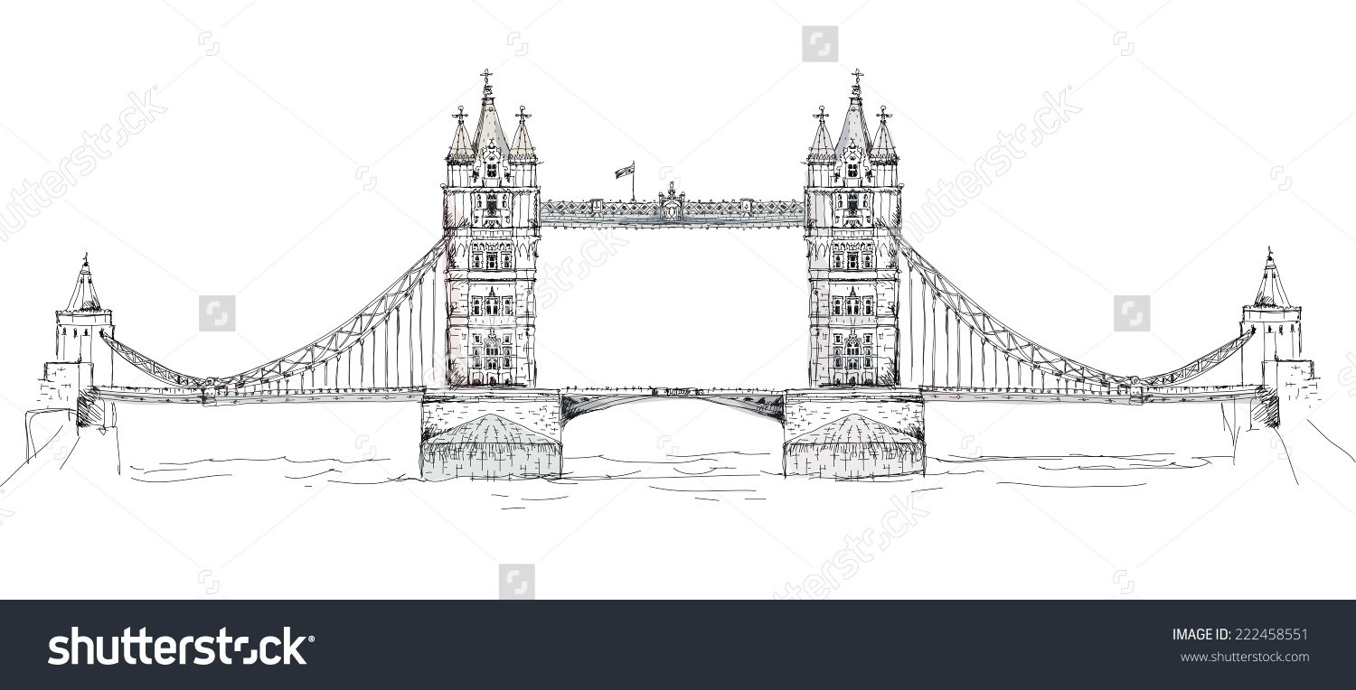 Sketch Collection Famous Buildings London Tower Stock Vector.