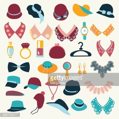 Icon Set vector of fashion accessories.