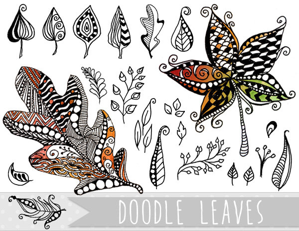 Doodle Leaves Clipart.