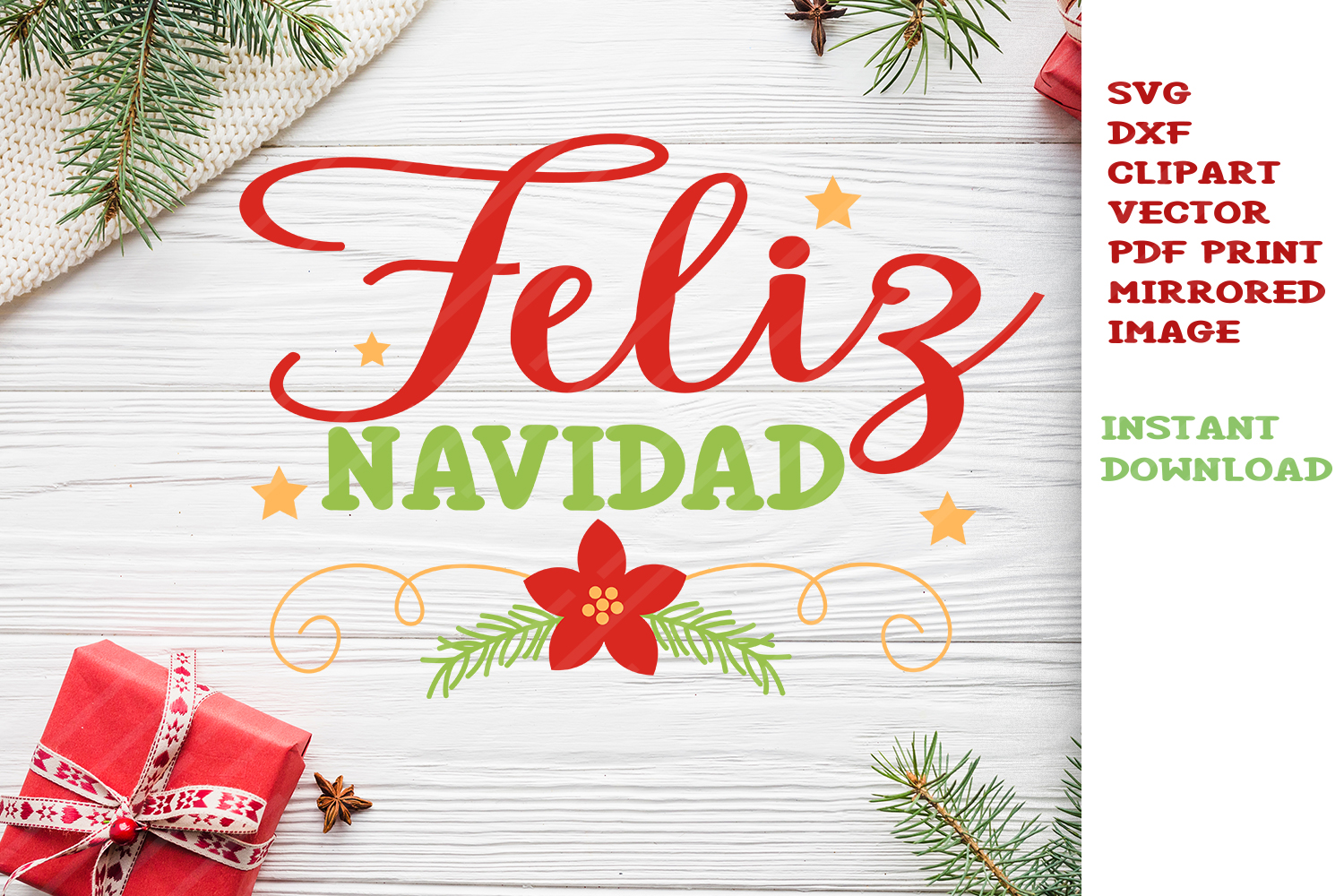 Feliz Navidad SVG Cut files Clipart Vector Christmas svg.