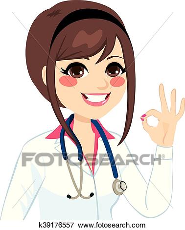 Female Doctor Ok Sign Clip Art.