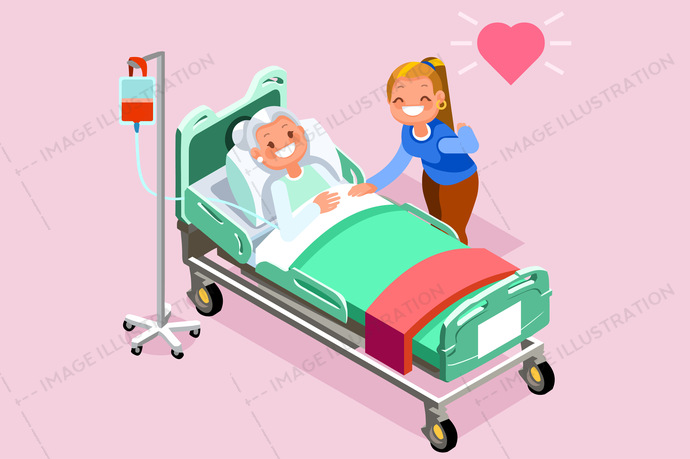 Retirement Home Isometric People Vector.