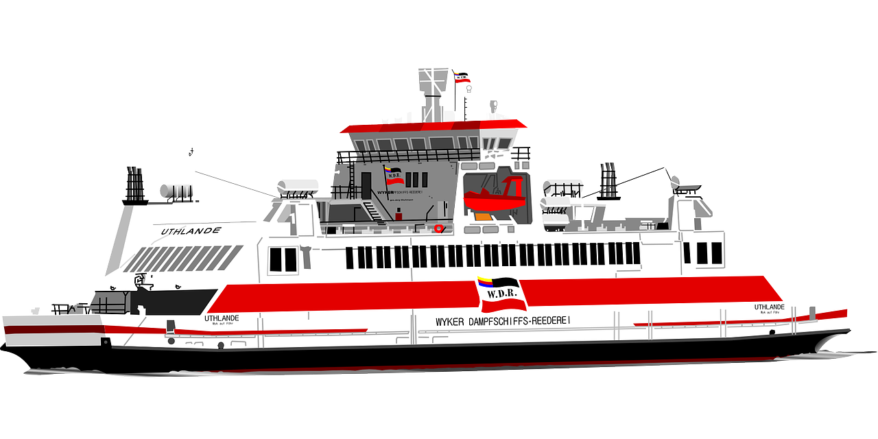 Ferry Boat Sea Ship Red PNG.