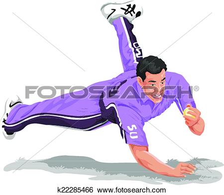 Clip Art of Vector of cricket fielder taking catch. k22285466.