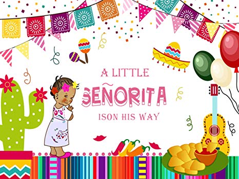 KSZUT 7x5ft Mexican Fiesta Baby Shower Backdrop Little Senorita Photography  Background Vinyl Mexico Fiesta Girl's Baby Shower Party Banner Studio.