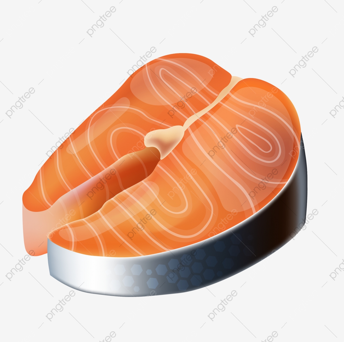 Salmon Fillet Fish Meat Cartoon Sashimi, Cartoon Illustration.