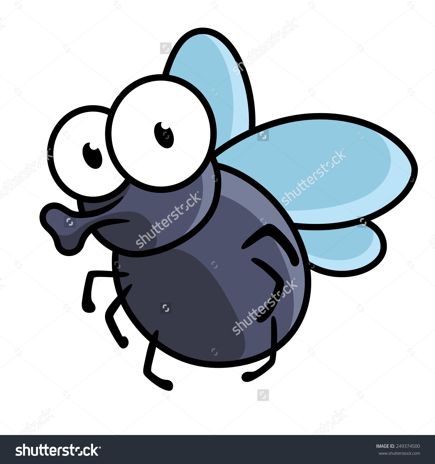 Cute Little Cartoon Fly Insect Blue Stock Vector 249374500.