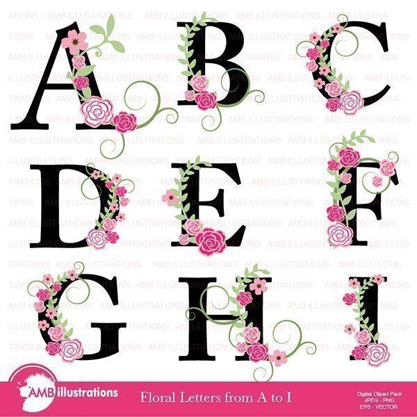 Floral Letter Clipart Pack.