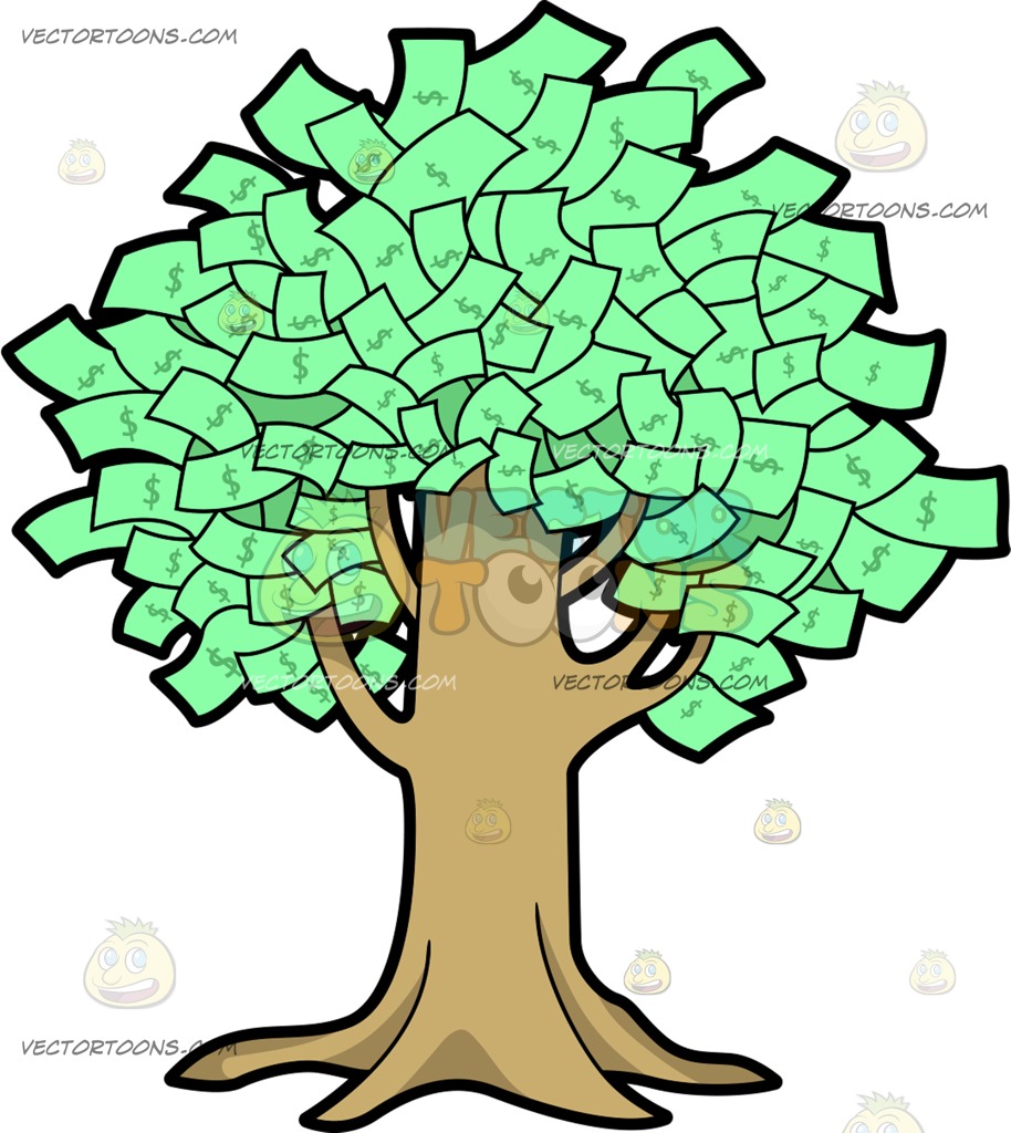 A Fruitful Money Tree Cartoon Clipart.