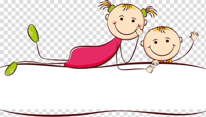 Boy and girl illustration, Child Drawing Cartoon, Cute.