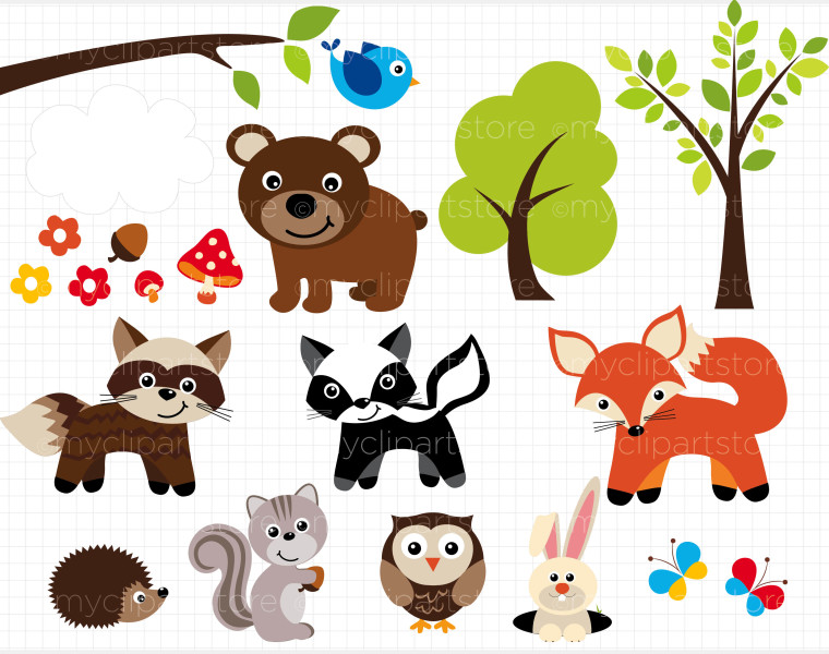 Baby Woodland Animals Clip Art free image.