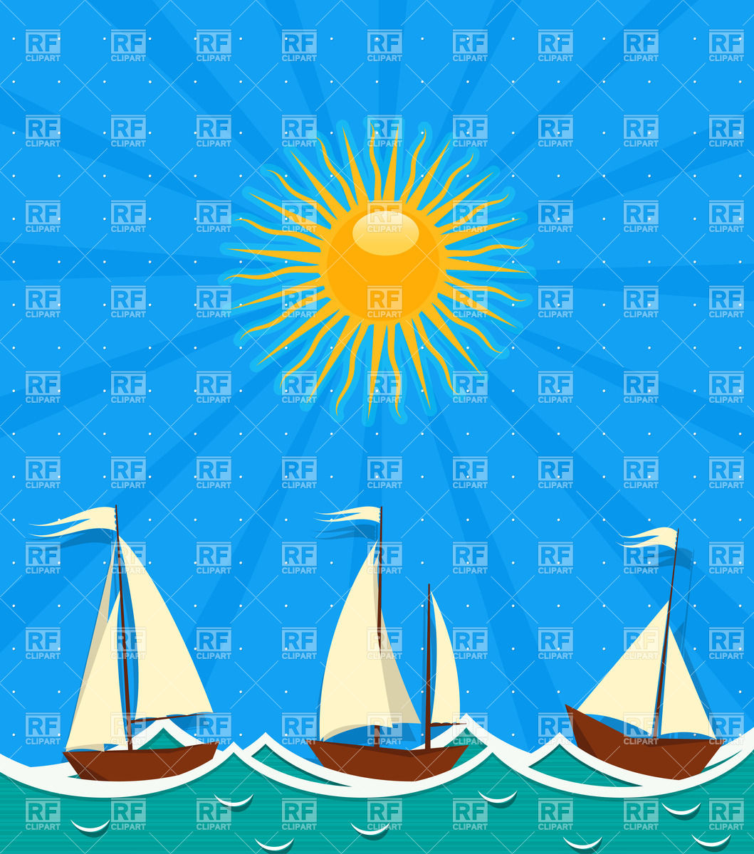 Sailing ships in the sea Stock Vector Image.