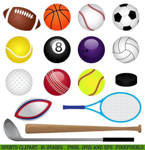 Sports Clipart Clip Art, Basketball, Baseball, Football.