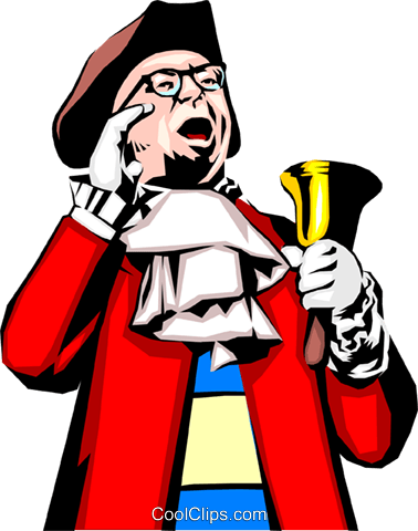 Town crier Royalty Free Vector Clip Art illustration.