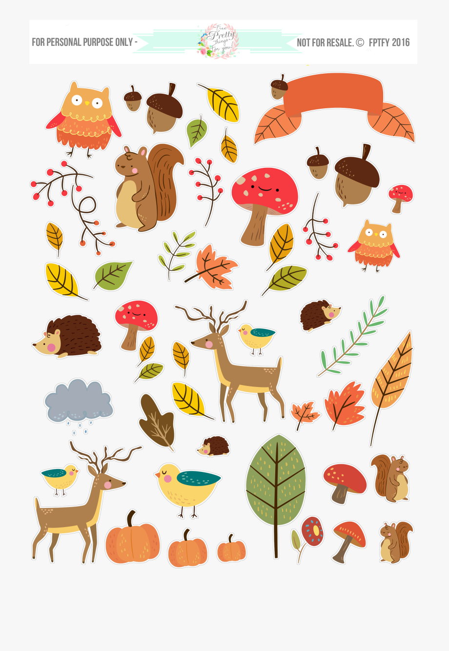 Free Critter Autumn Planner Stickers And Clip Art.