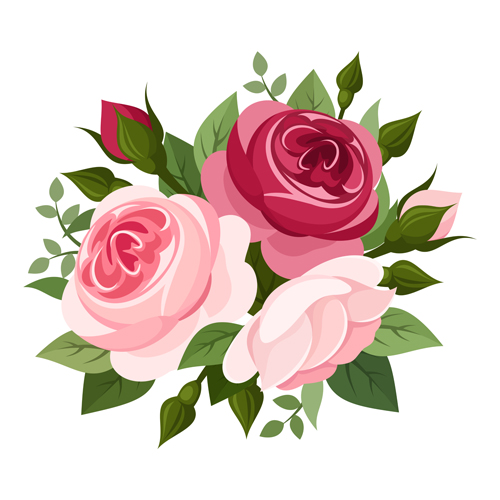 Elegant flowers bouquet vector 03.