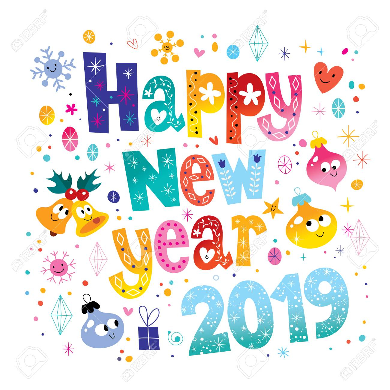 Happy New Year 2019 Clipart to free download.