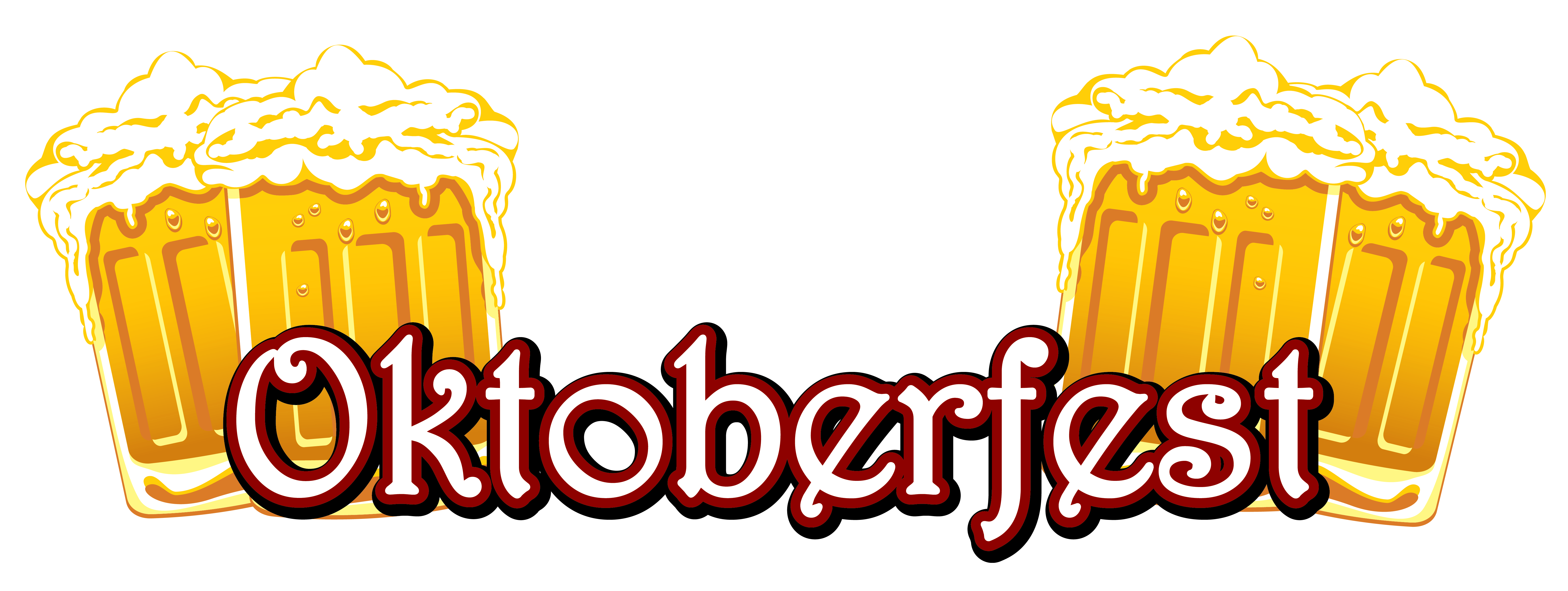 Oktoberfest Text and Beers PNG Clipart Image.