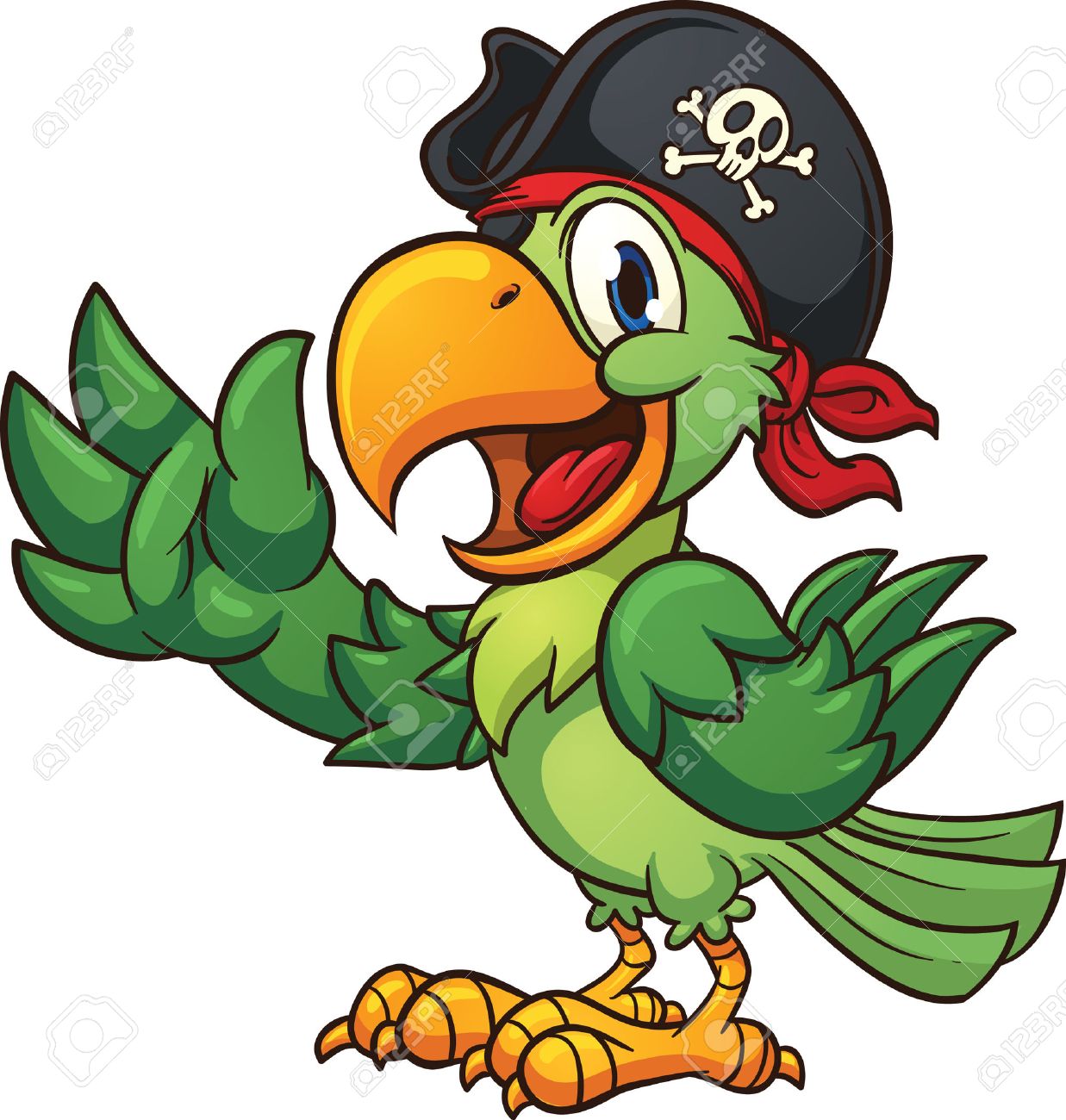 Cartoon pirate parrot. Vector clip art illustration with simple...