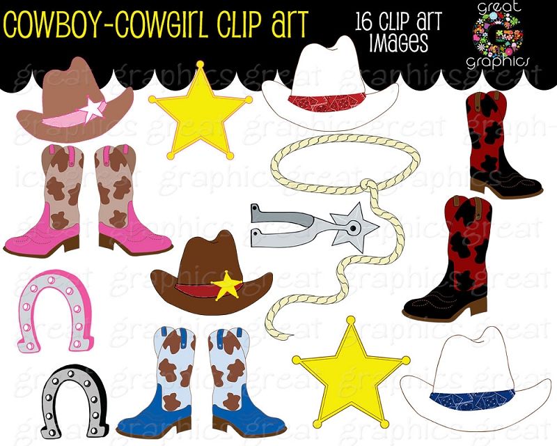 Cowboy Clipart Cowgirl Clip Art Digital Clip Art Pink.