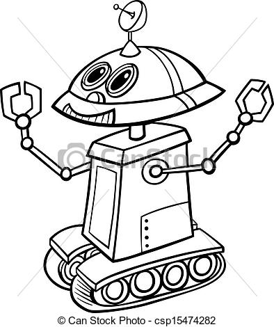 Vector of robot cartoon illustration for coloring.