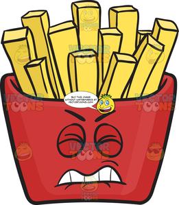 Disgruntled Red Pack Of French Fries Emoji.