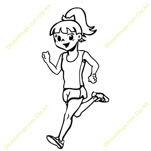 Front View Girl Running Clipart.