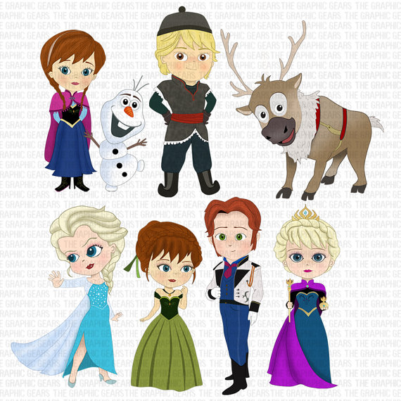 Frozen Clip Art Set Frozen inspired Characters Clipart.