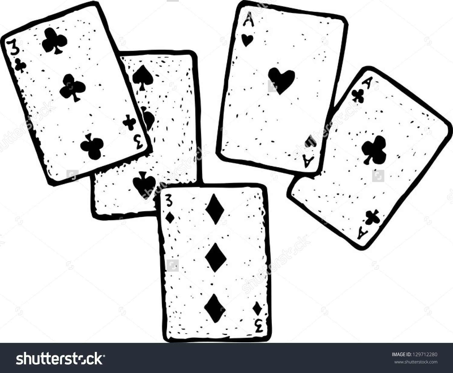 Vector Illustration Full House Poker Hand Stock Vector 129712280.