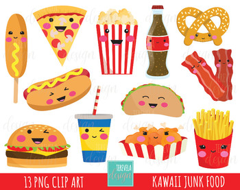 50% SALE junk food clipart, fast food clipart, kawaii clipart, food images.