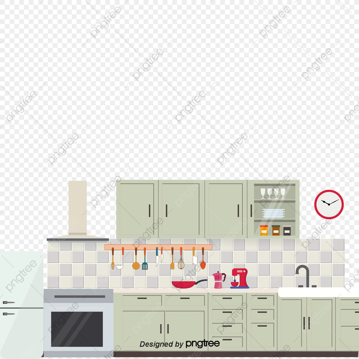 Vector Kitchen, Kitchen Vector, Refrigerator, Cupboard PNG and.