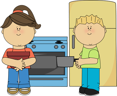 Clipart boy play kitchen.