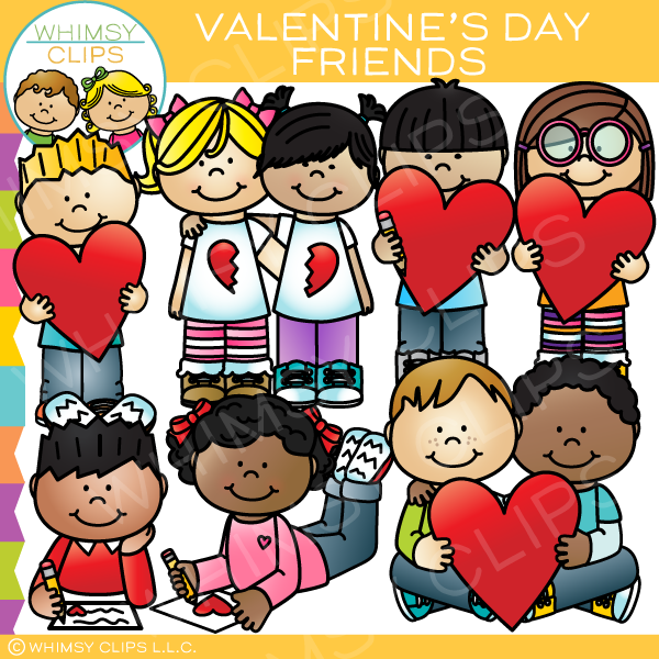 Valentine\'s Day Friends Clip Art.