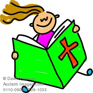 Children Reading Bible Clipart.