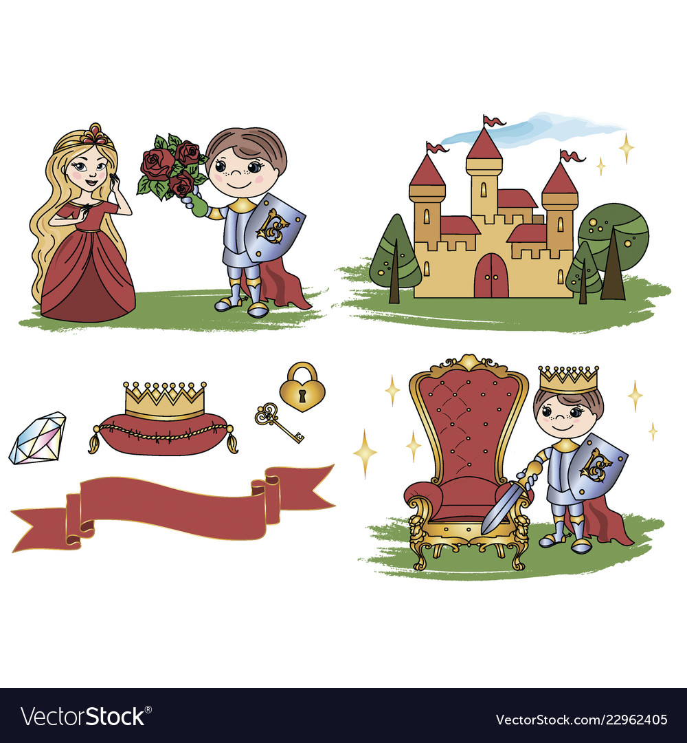 Little king castle cartoon clipart color.