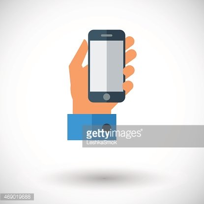 Hand holding Mobile phone Clipart Image.