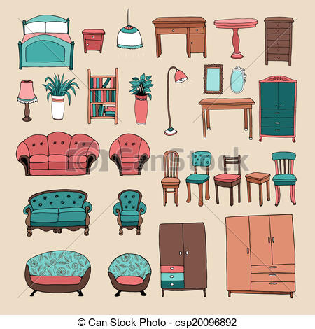 Clip Art Vector of Home interior design and decor.