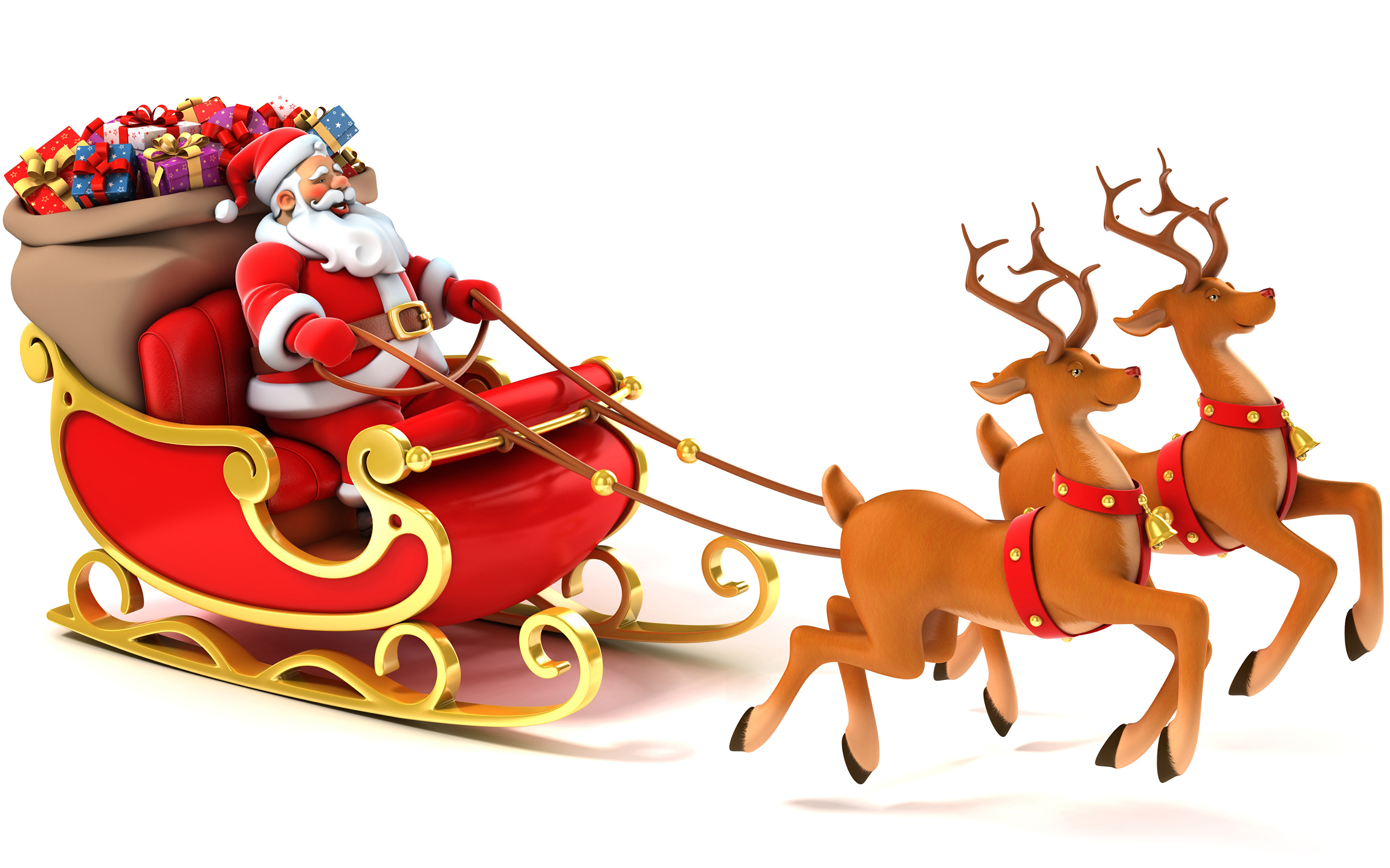 Wallpapers 3840x2400 Holidays Christmas Deer Santa Claus Horns.