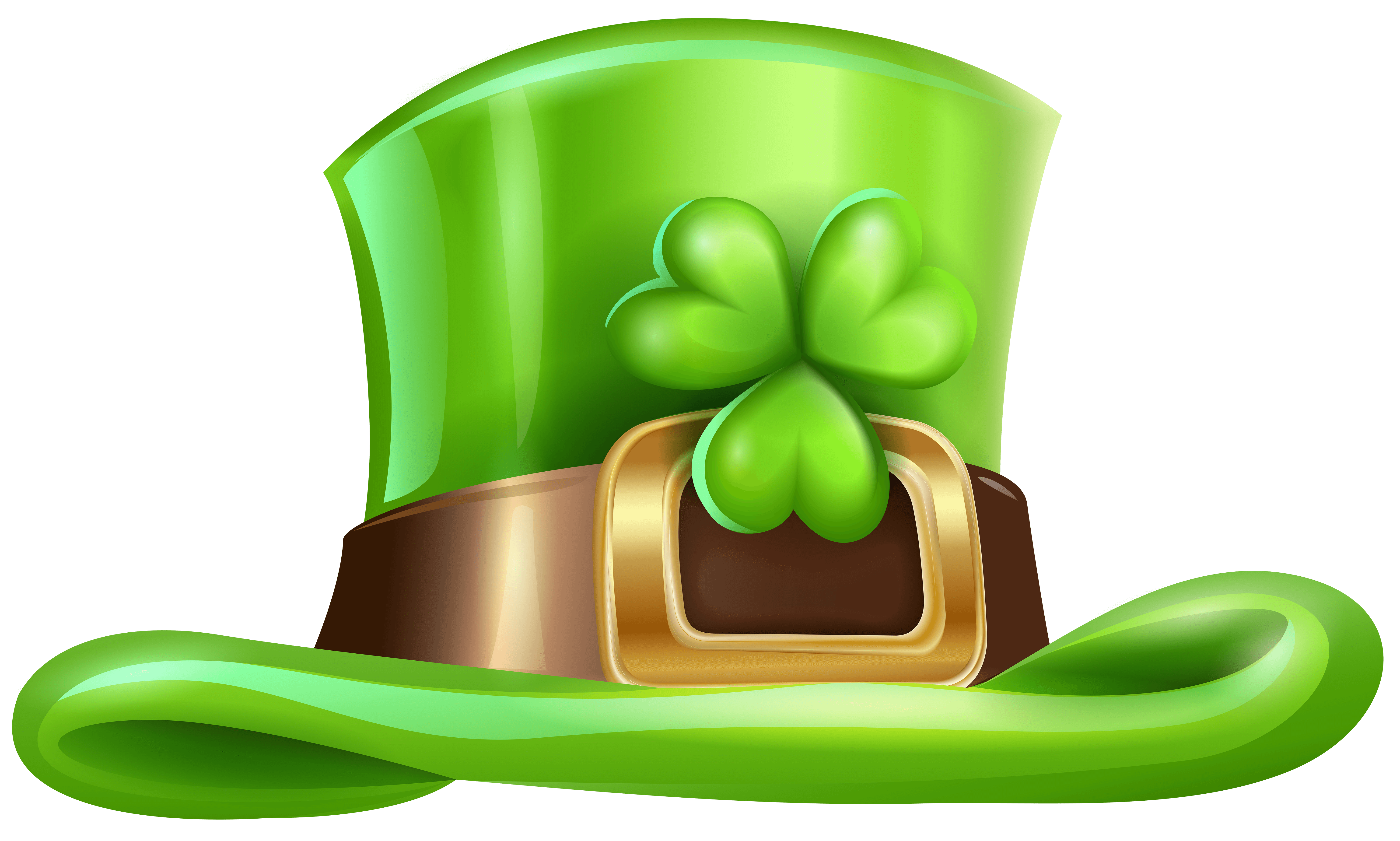 St Patricks Day Hat With Shamrock Transparent PNG Clip Art Image.