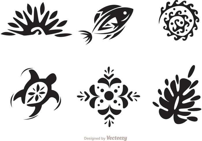 Hawaii Tribal Vectors in Black and White.