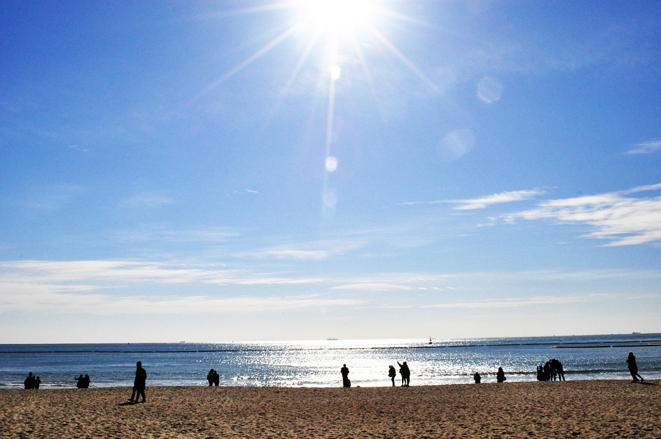 Free photo Busan Haeundae Beach Sea Sunshine Sandy Sunset.